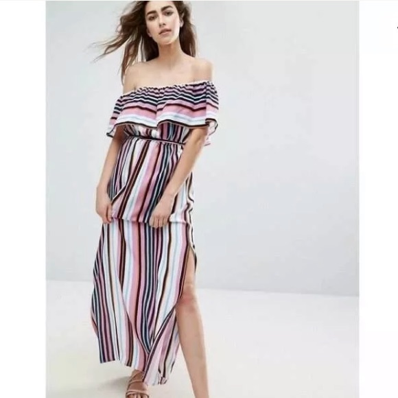 ASOS maternity Striped Off Shoulder Maxi Dress 6